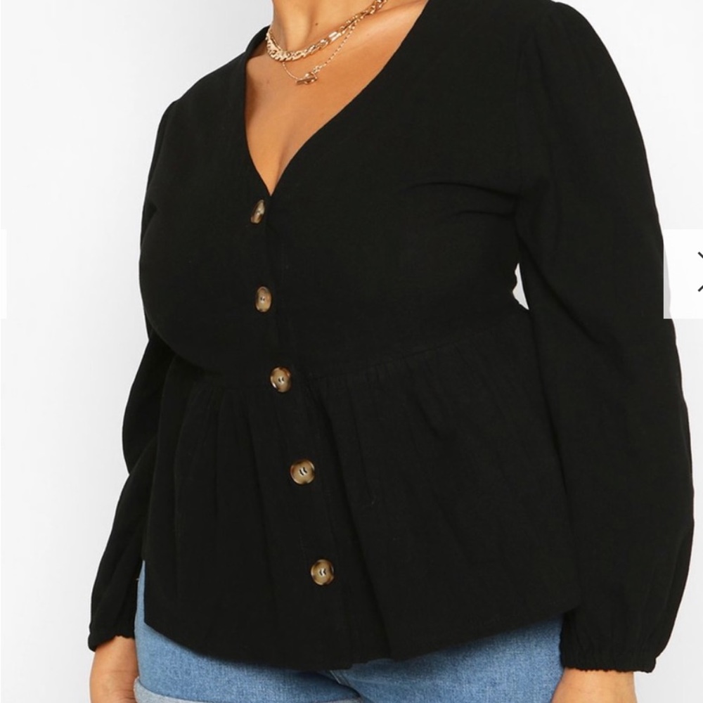 Women’s Boohoo Plus Blouson Sleeve Peplum Top Size 14